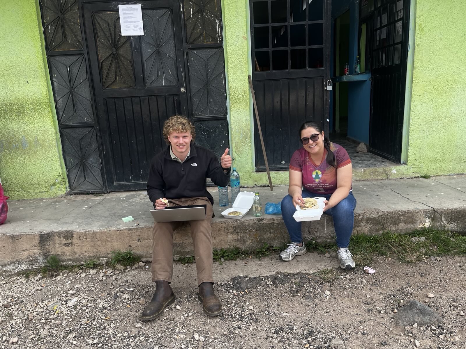 Iterating the tool over lunch, in the field with a project staff colleague.